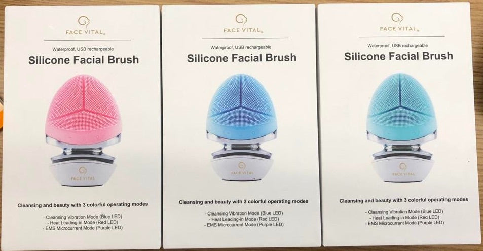 FACE VITAL EMS Mikrostrom Silikon Gesichts-Pflegebürste mit Heizfunktion